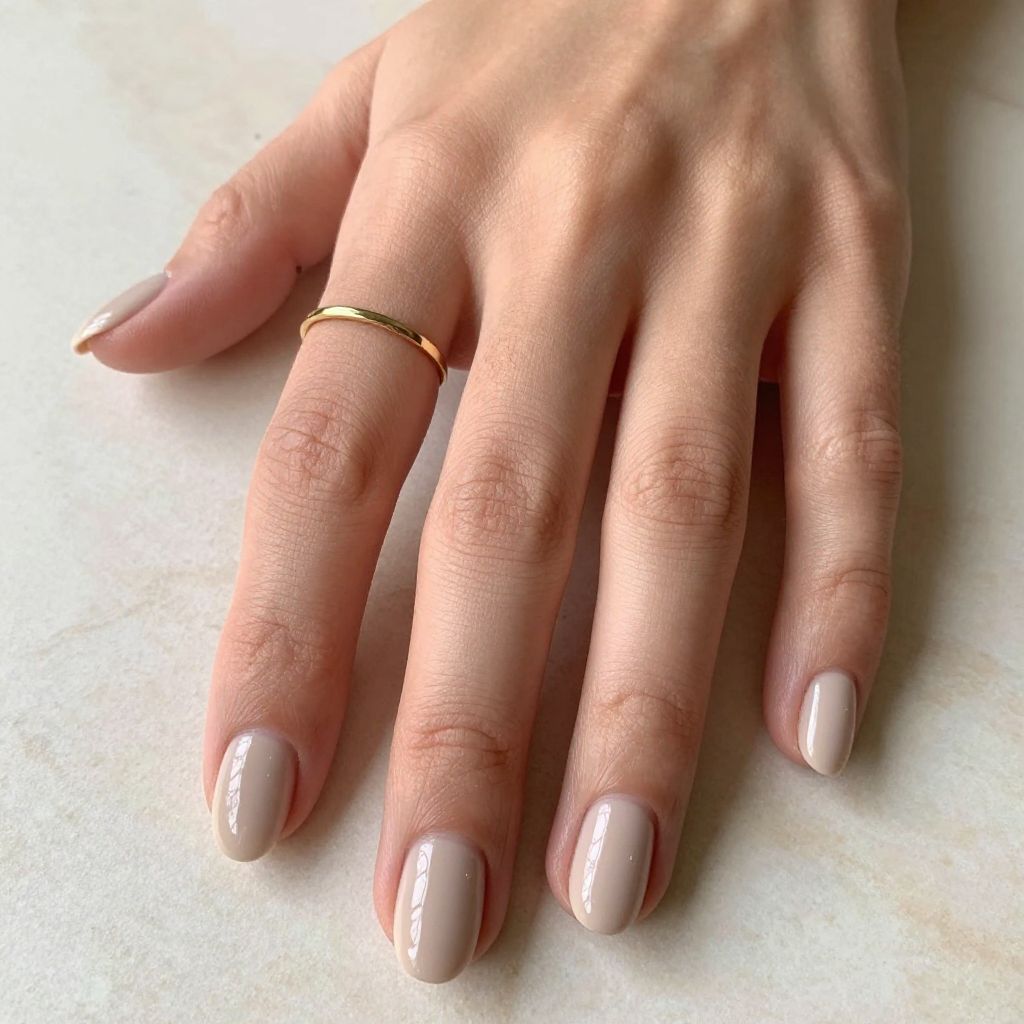 Soft taupe oval nails