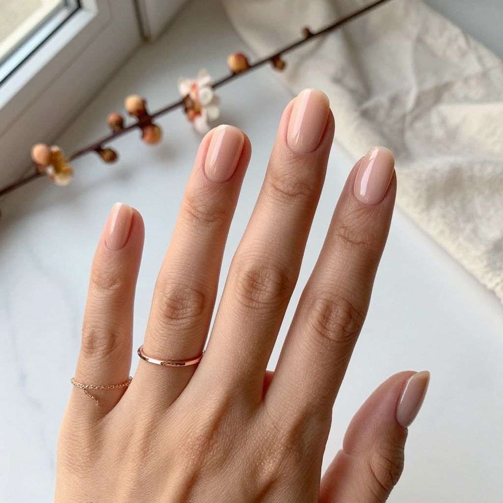 Peach wash short nails