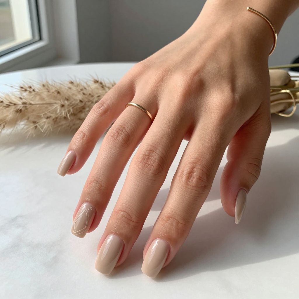 Glossy nude coffin nails