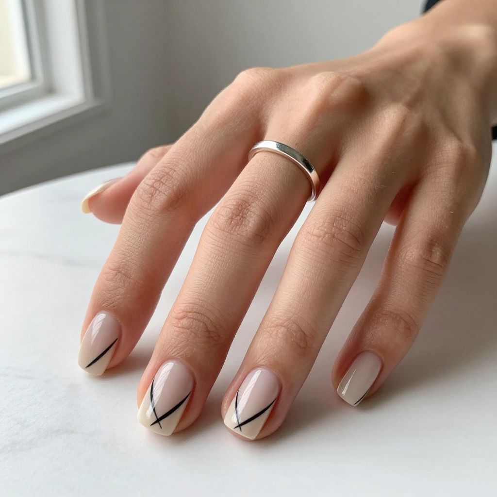 Black and Nude Geometric Lines