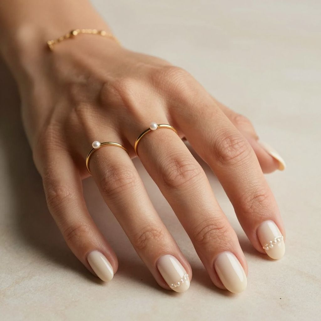 Clean Beige With Thin Pearl Detail