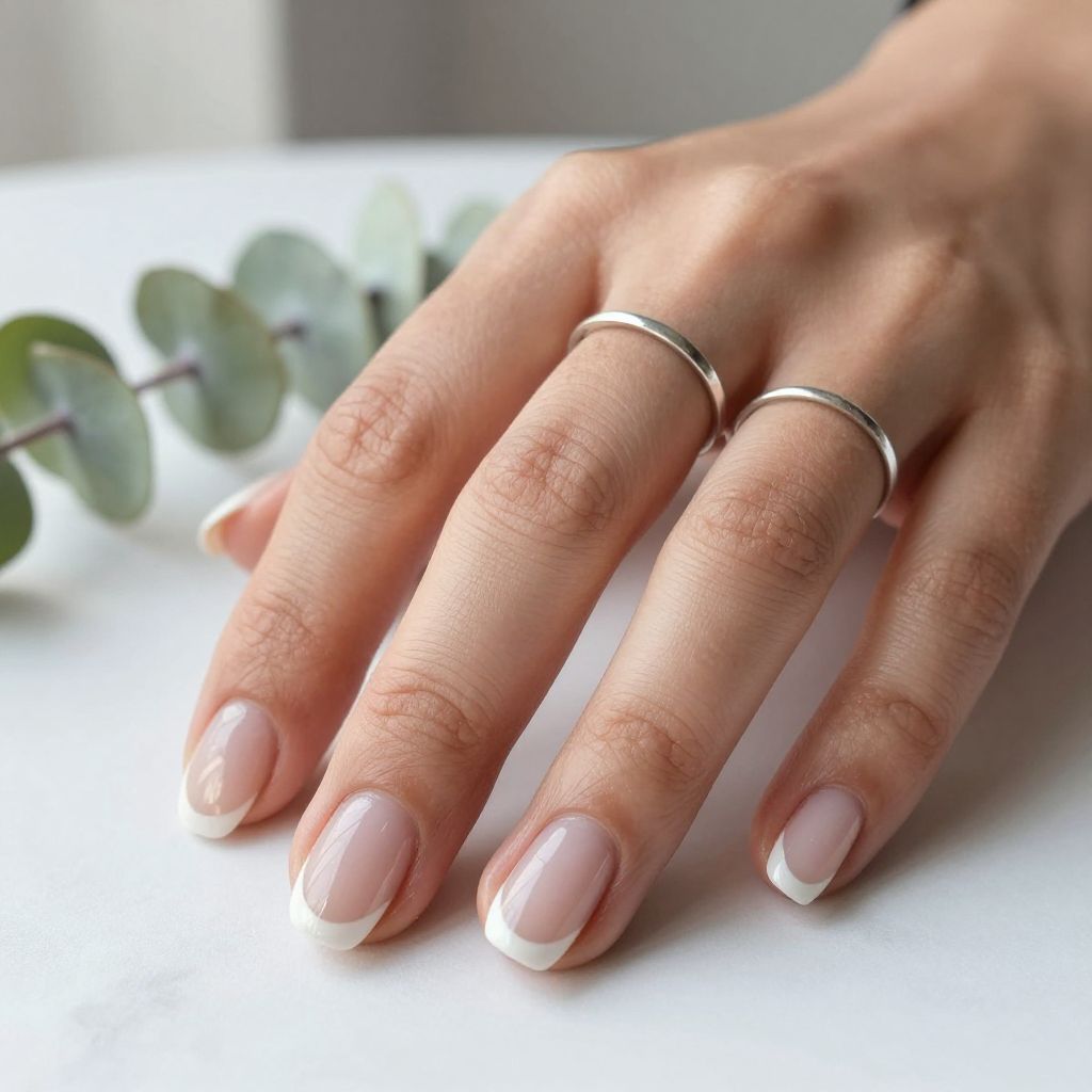 Minimal White Tips On Bare Nails