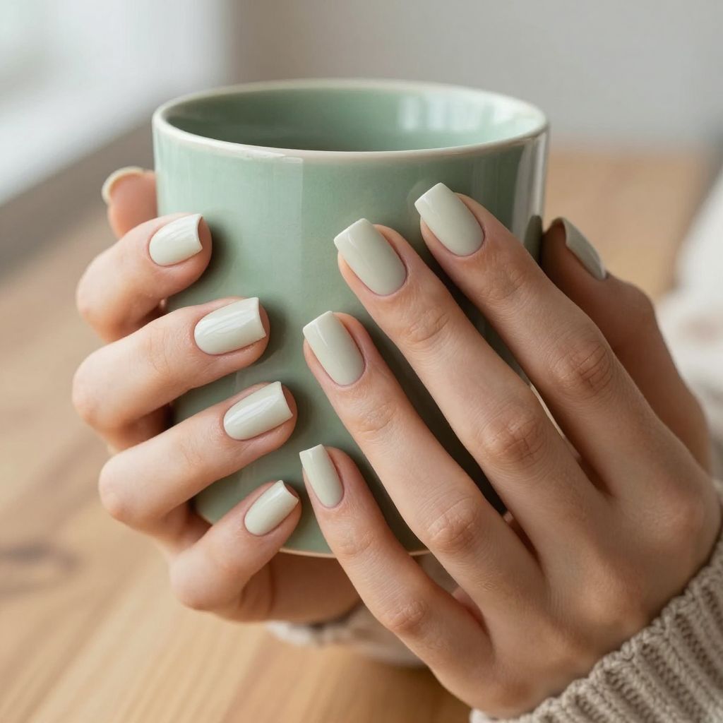 Soft matte sage square nails