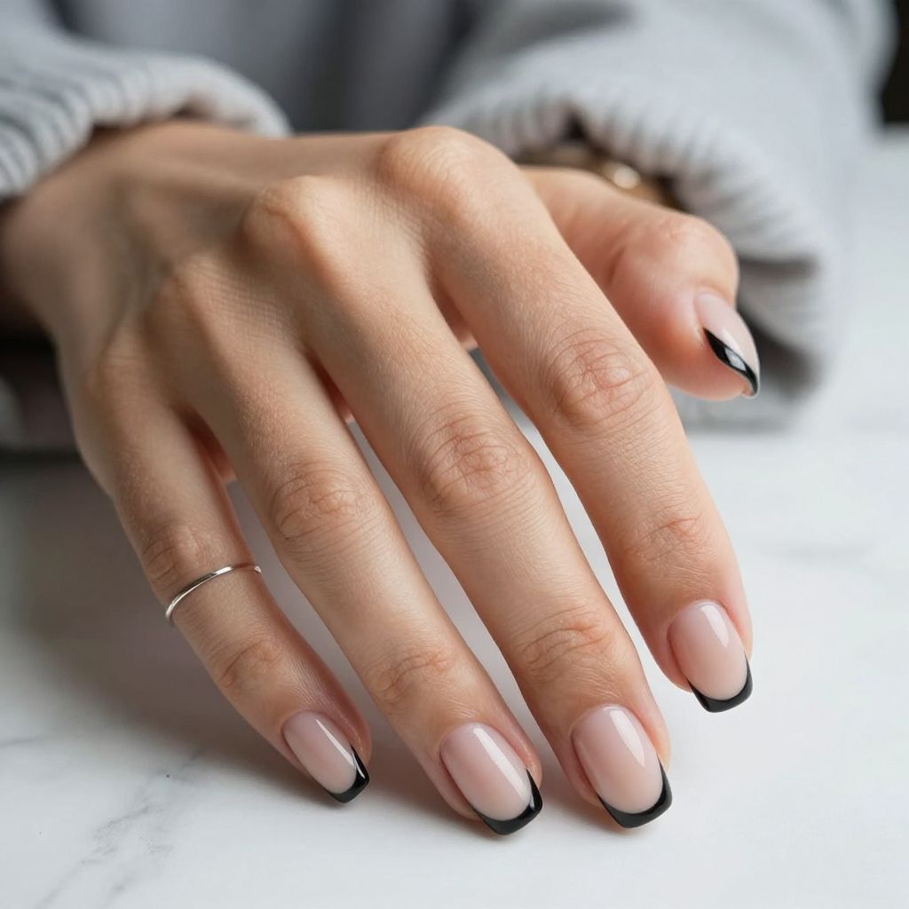 Black Tips On A Nude Base