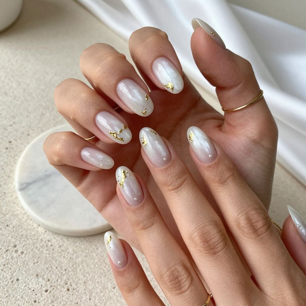 Milky Quartz Coffin Nails
