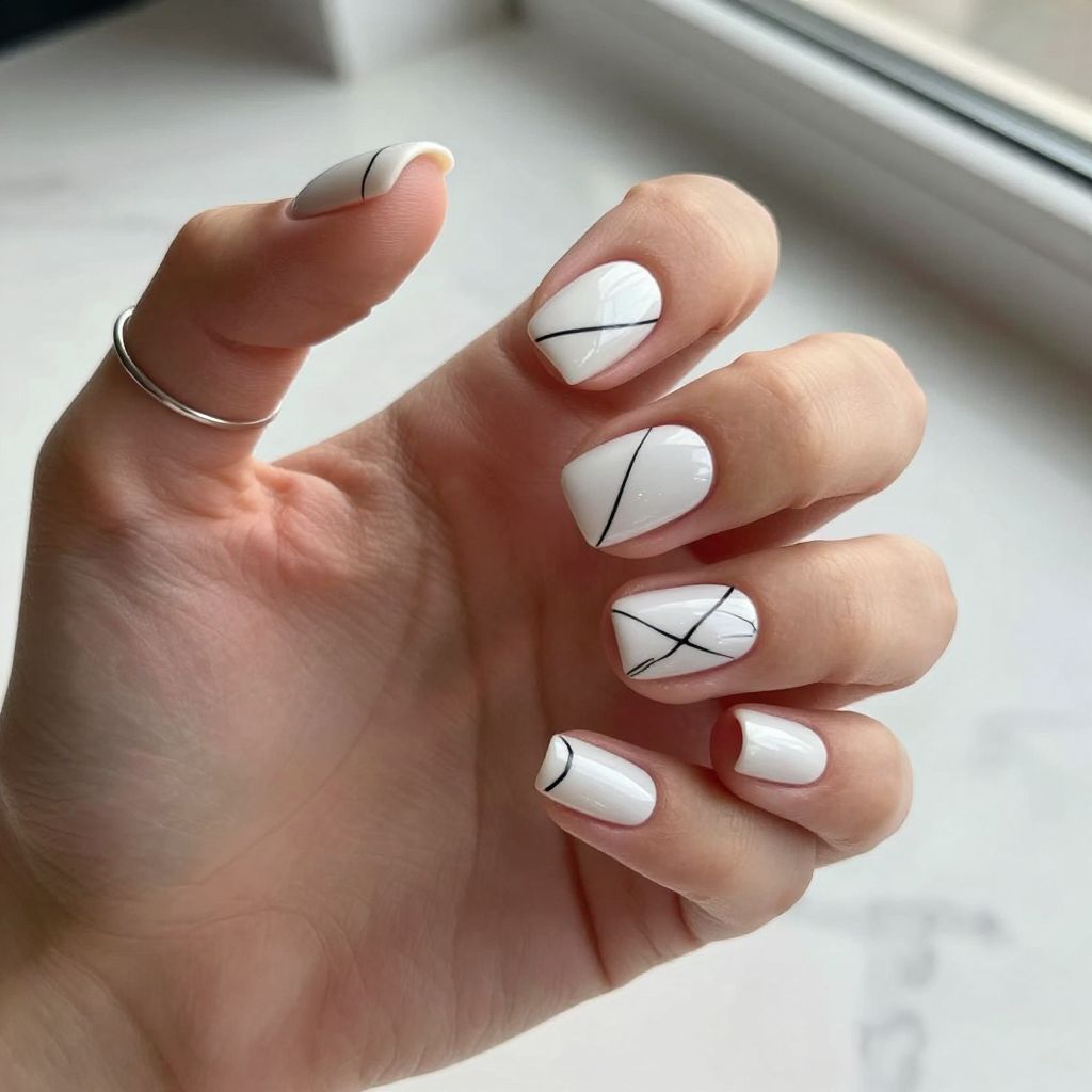 Soft White with Minimalist Black Lines