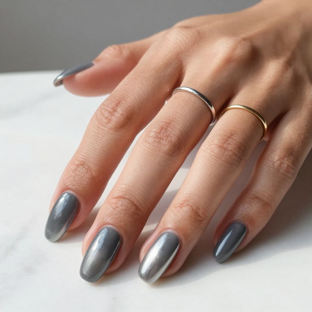 Charcoal Gray with Silver Chrome Ombre