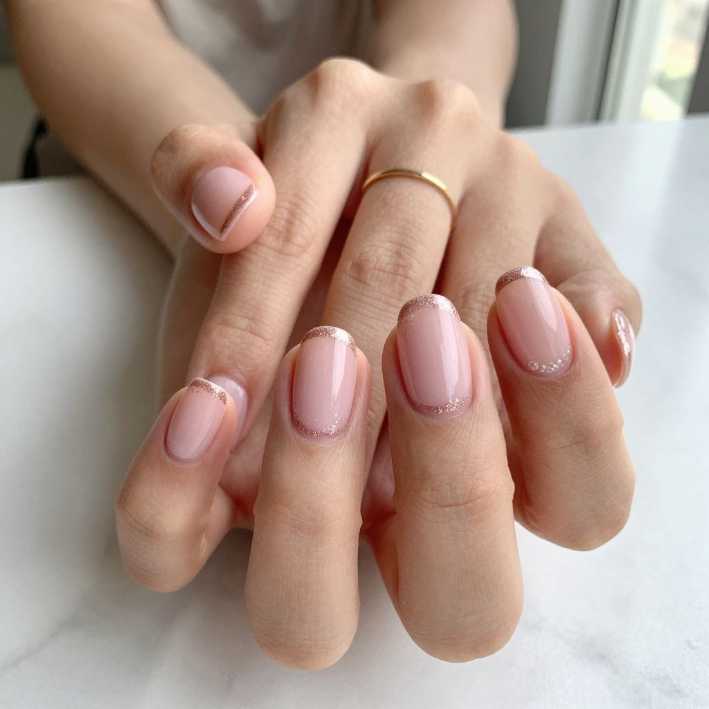 Soft Pink Ombré with Glitter Gradient