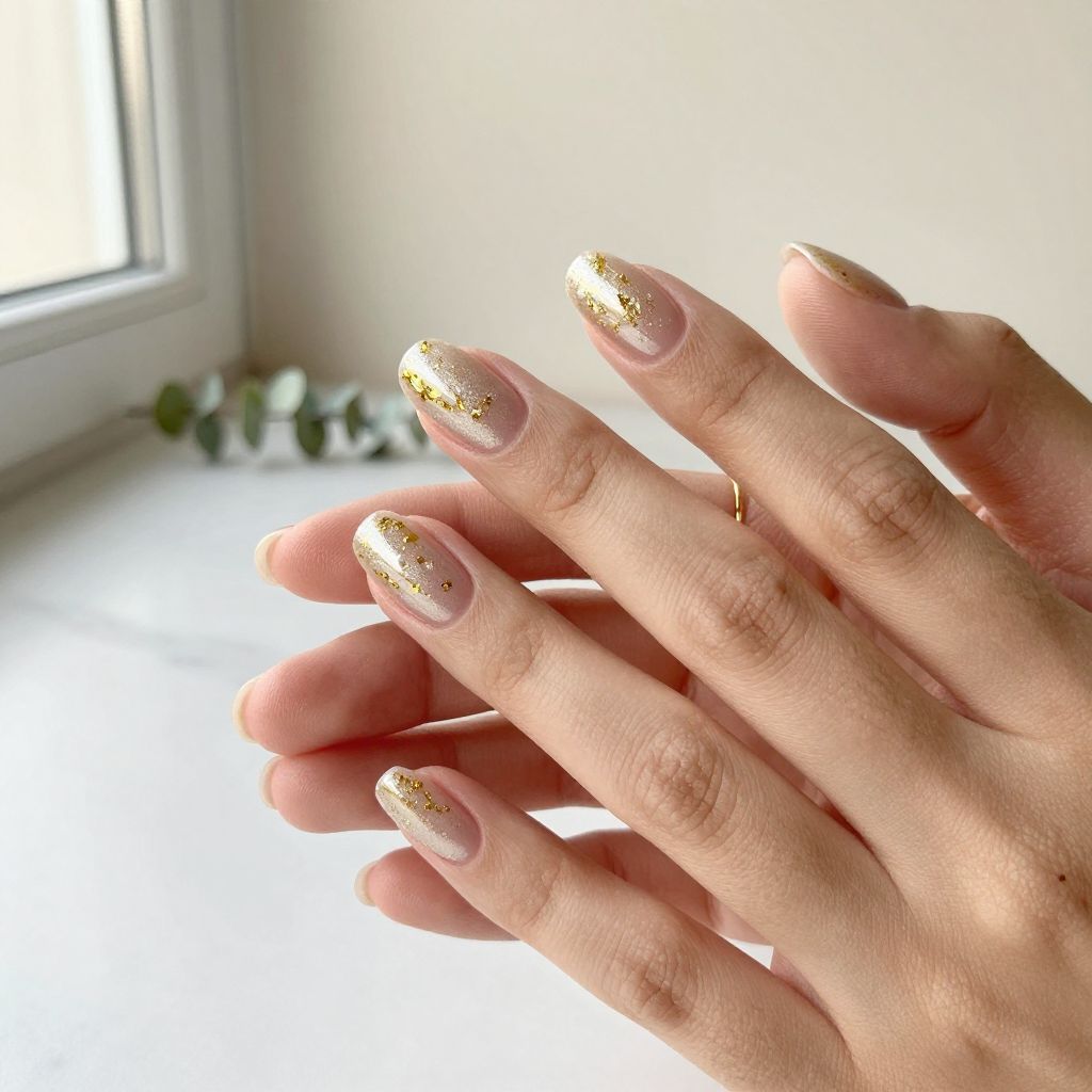 Champagne Glitter with Delicate Gold Foil