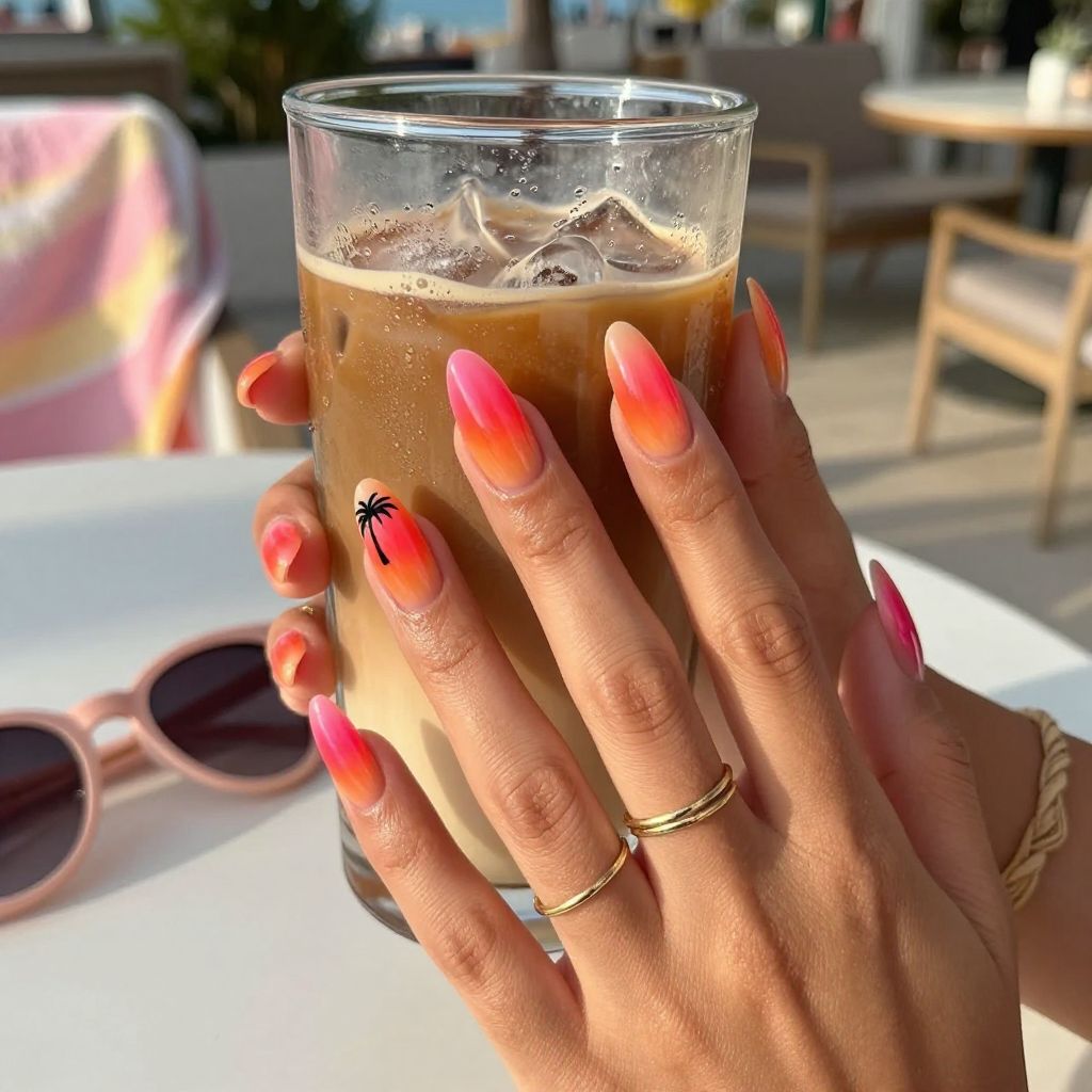 Tropical Sunset Gradient Nails