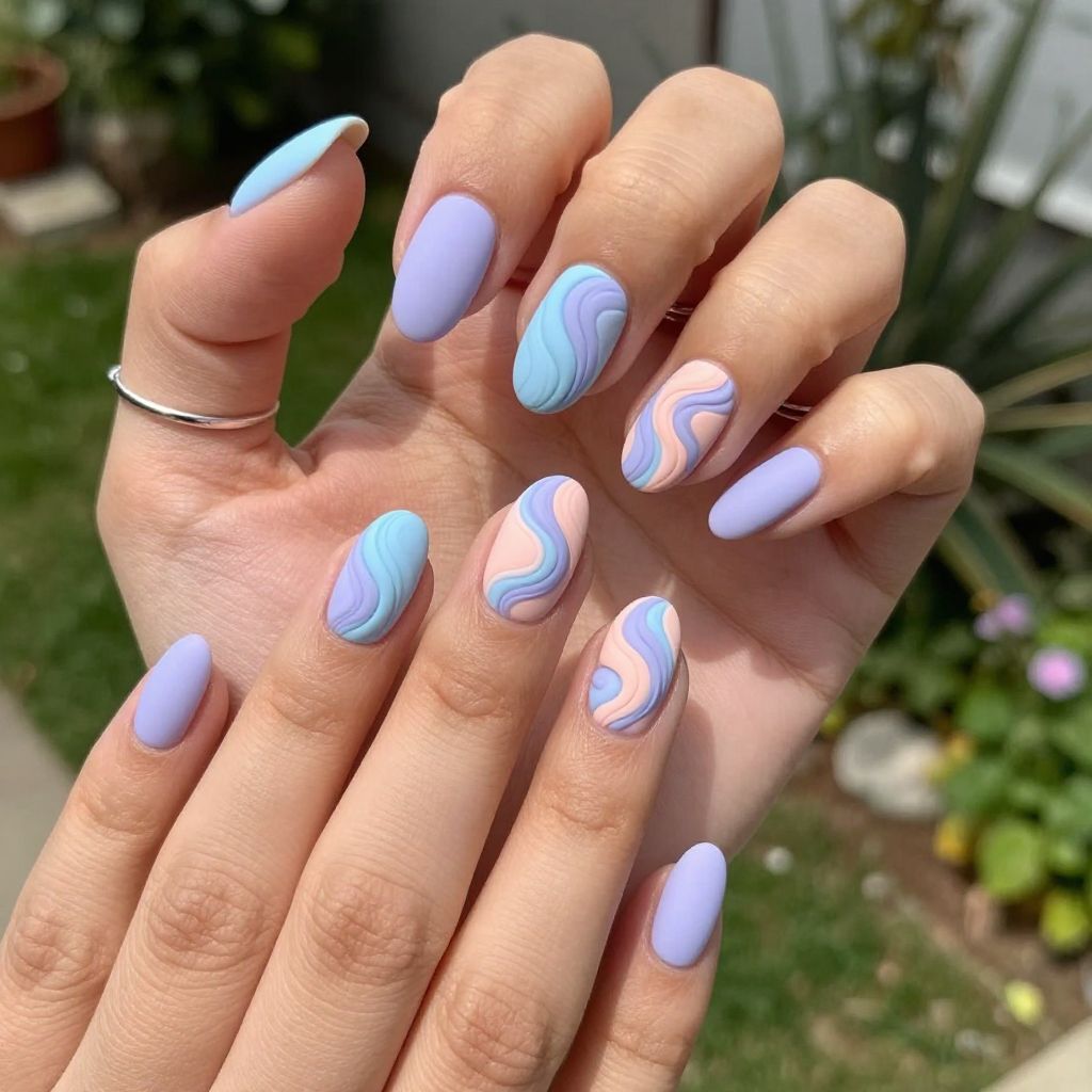 Pastel Swirl Mix Nails