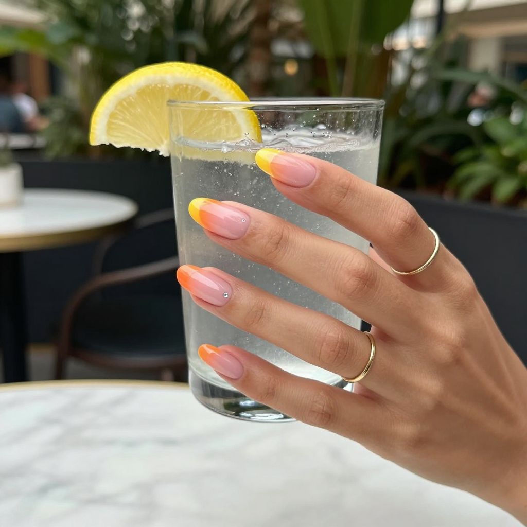 Citrus Ombre Tips Nails