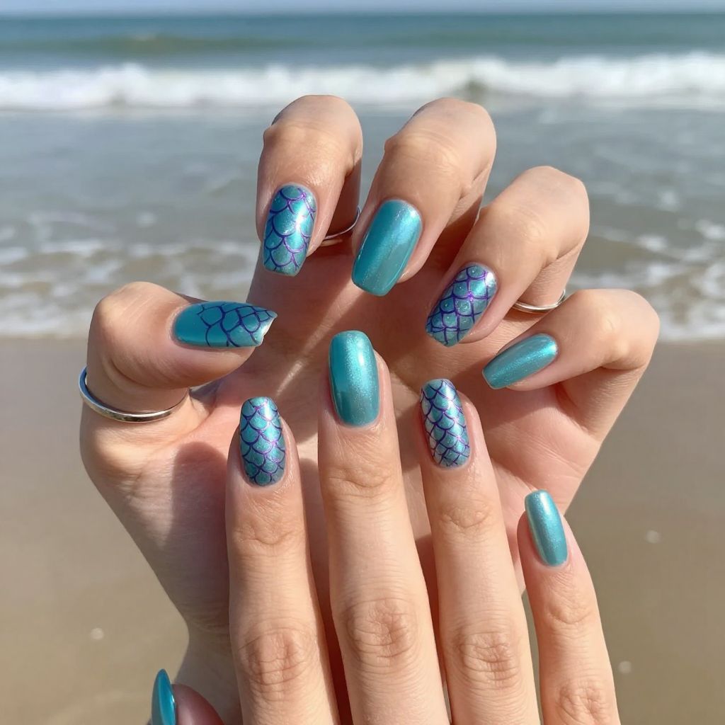 Mermaid Scale Stamping Nails