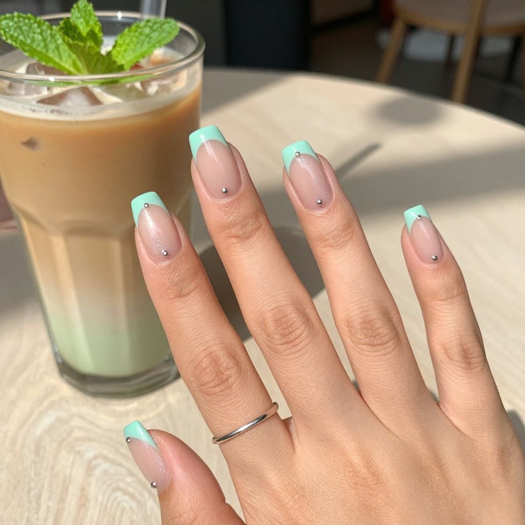 Cool Mint French Twist Nails