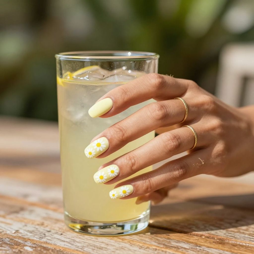 Lemonade Micro Flowers Nails