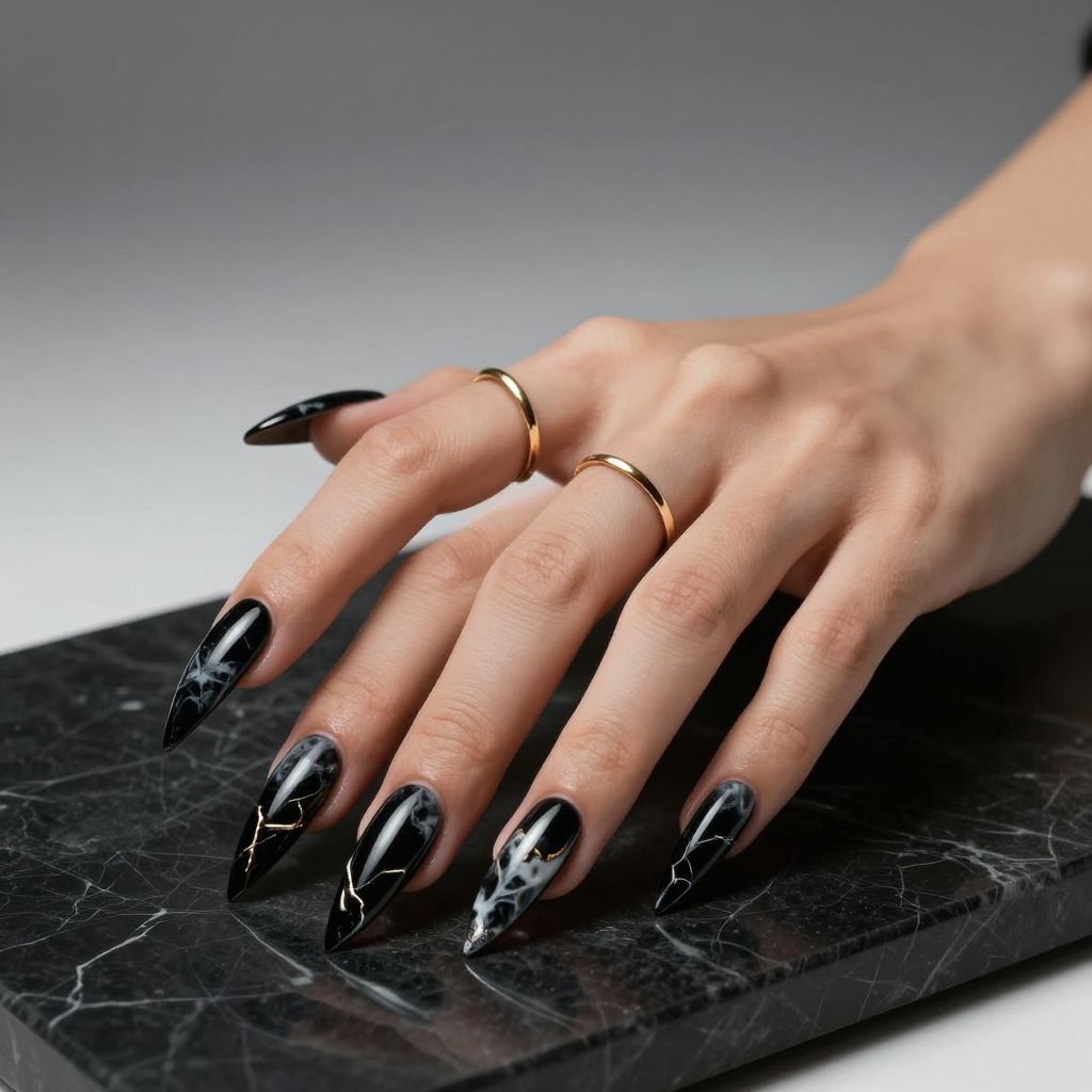 Black Marble Overlay Stilettos