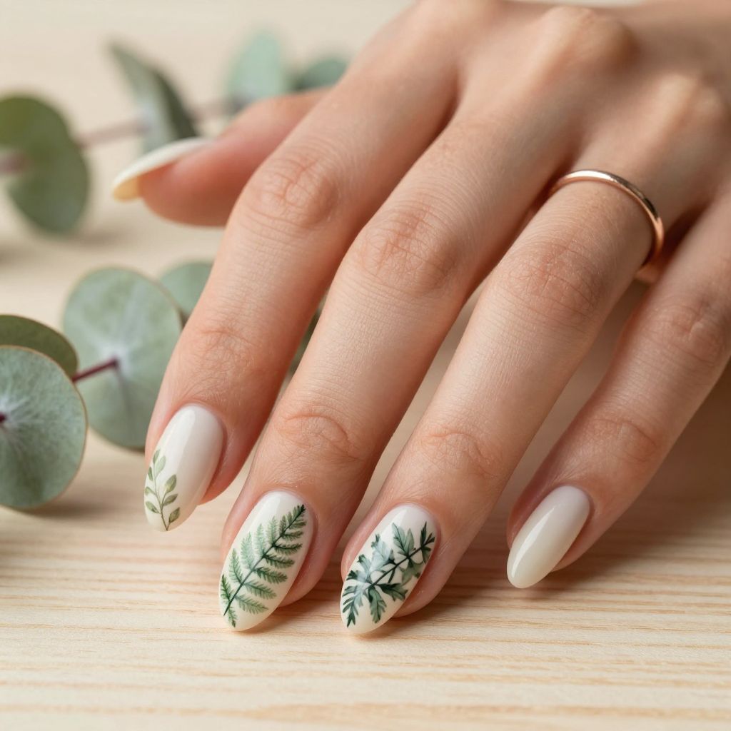Sage Green Botanical Leaf Overlays