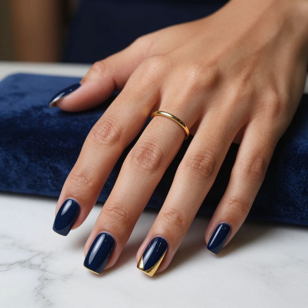Deep Navy With Gold Lines