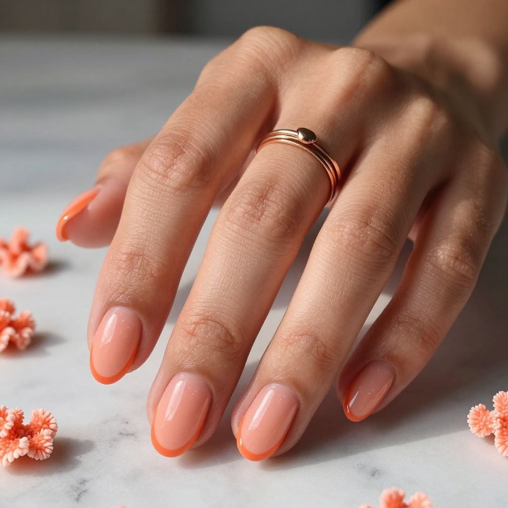 Peachy Coral Glazed Donut Nails