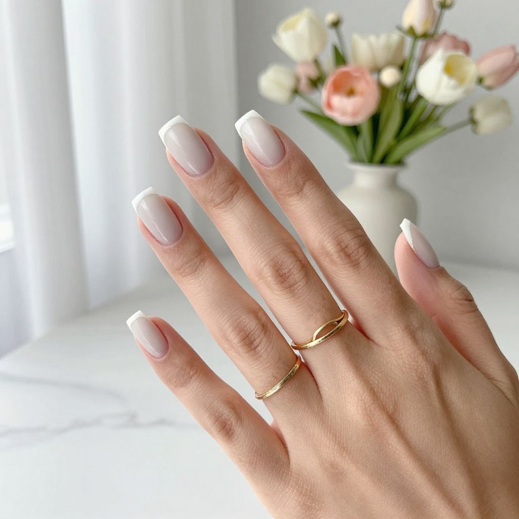 Milky White Square Tips