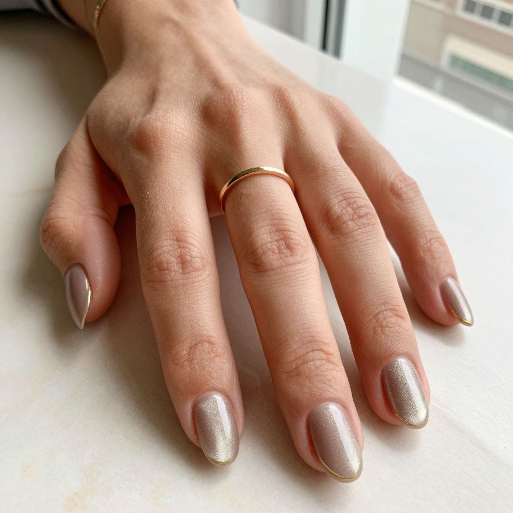 Sandy Beige Cat Eye Nails