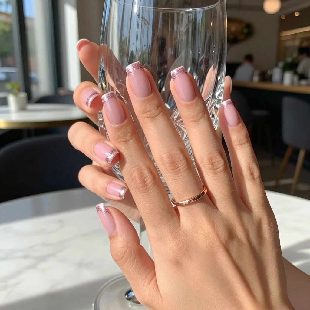 Clear Pink Nashville Glitter Tips