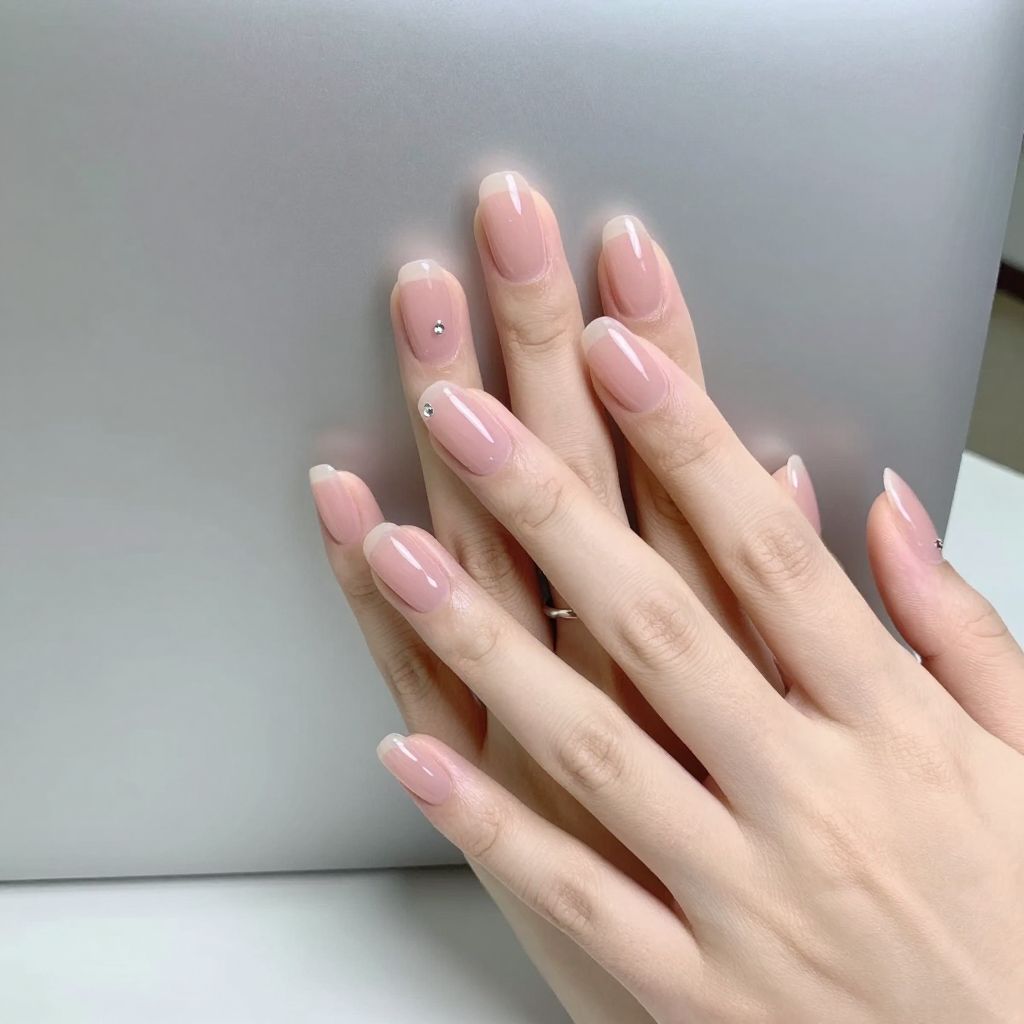 Soft sheer pink glow natural acrylic nails