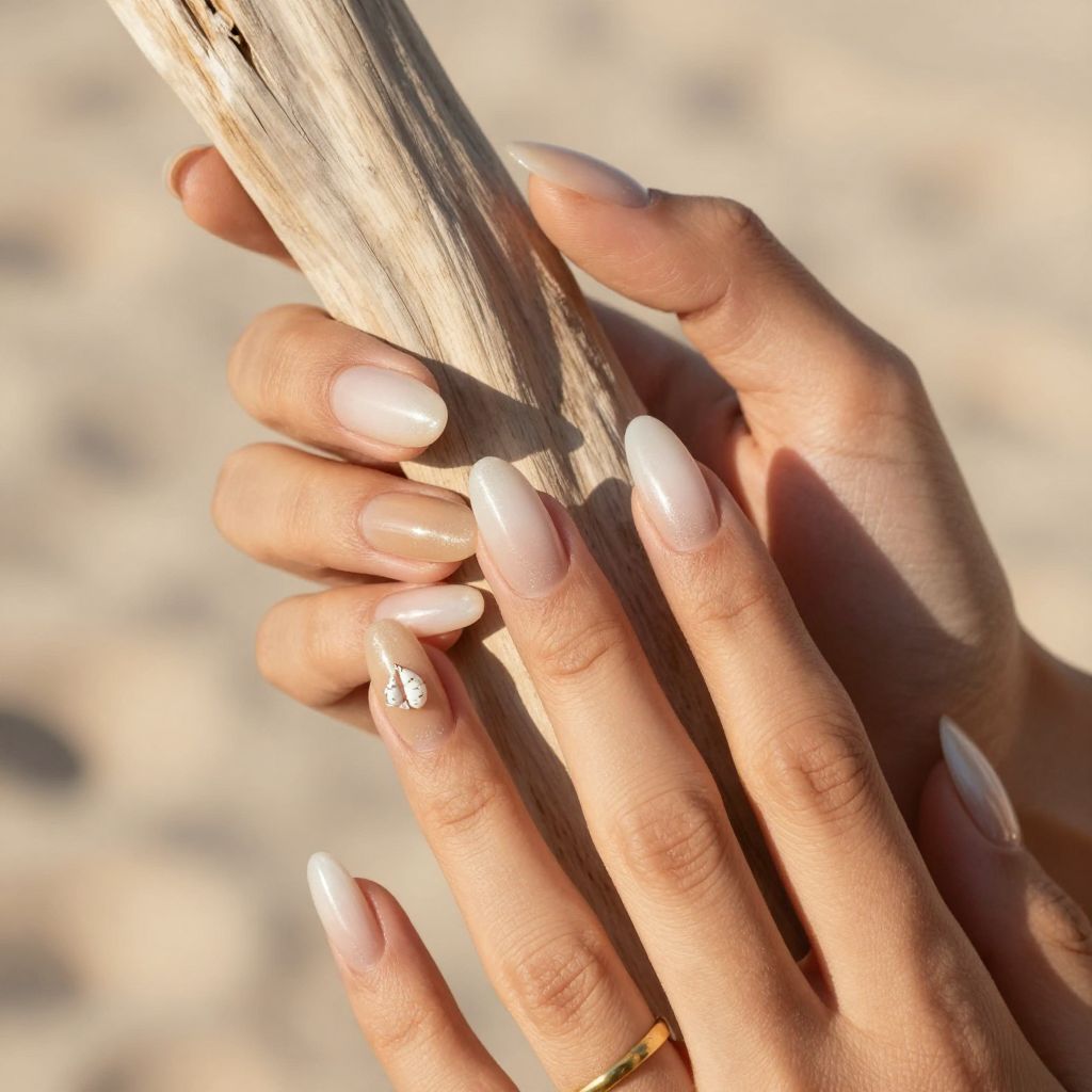 Warm sand ombre natural acrylic nails