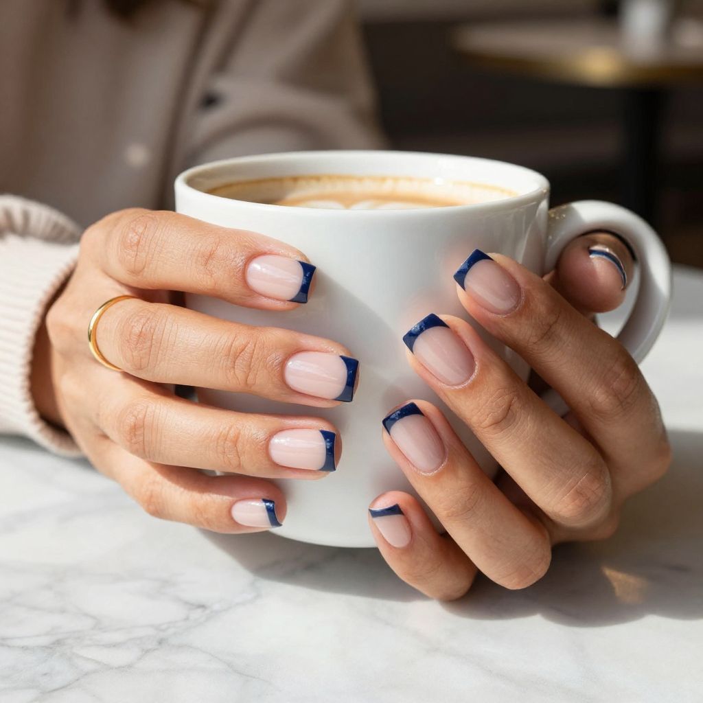 Reverse french navy tips on sheer base
