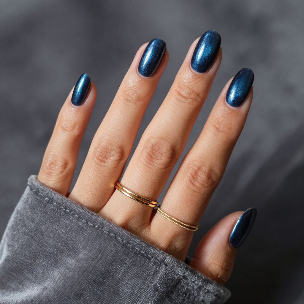 Navy Velvet Nails