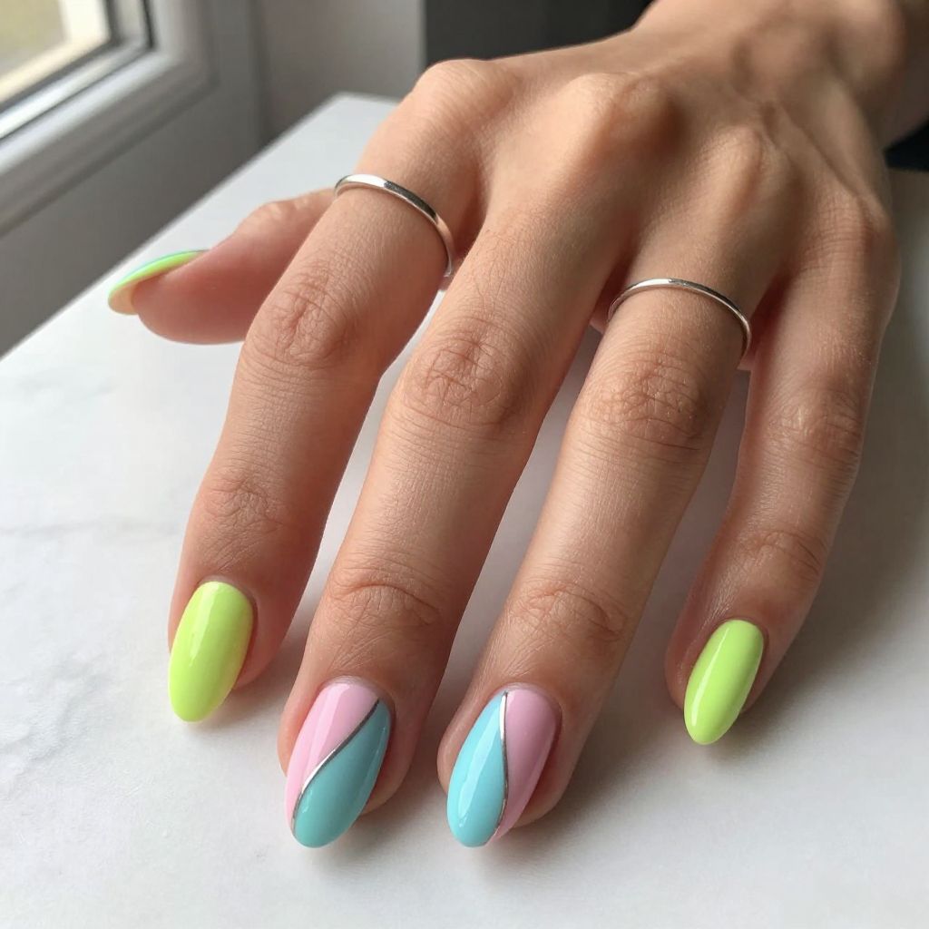 Neon Green with Soft Pastel Color Blocking