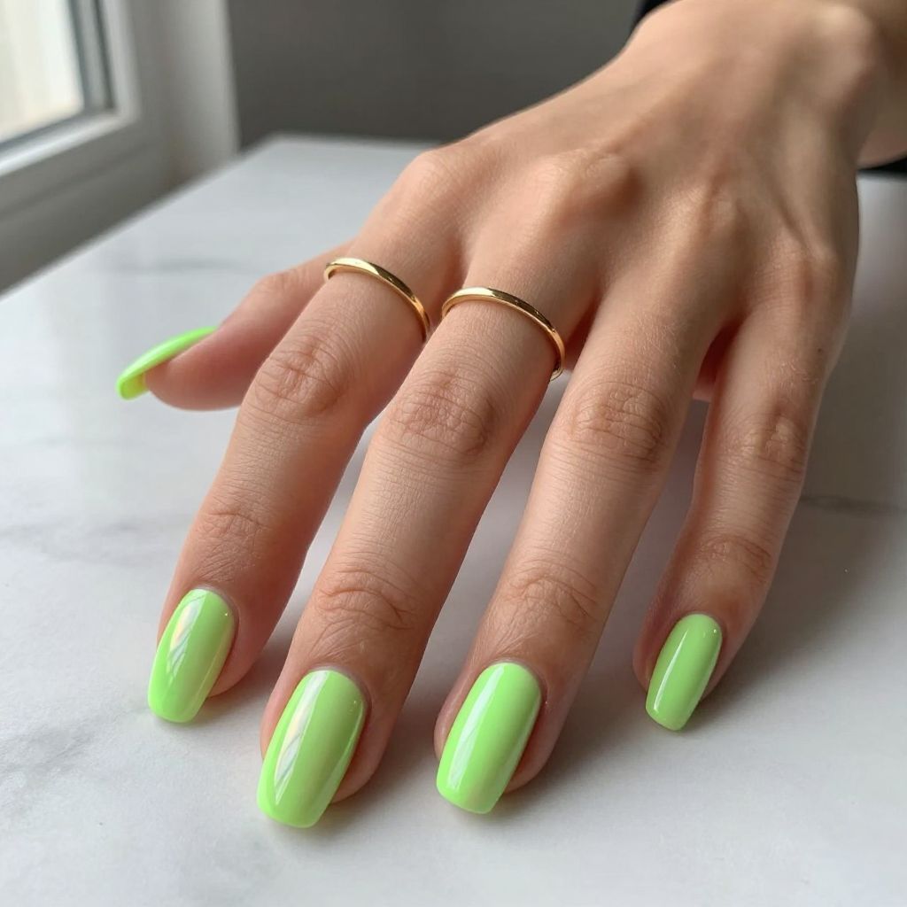 Neon Green with Iridescent Top Coat
