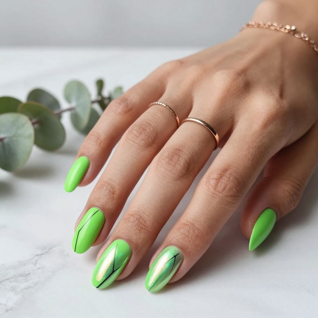Matte Neon Green with Holographic Details