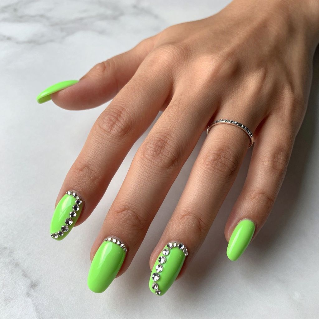 Neon Green with 3D Rhinestone Embellishments
