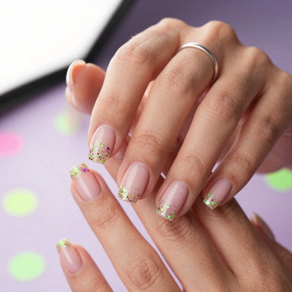 Party Speckled Tips neon nails