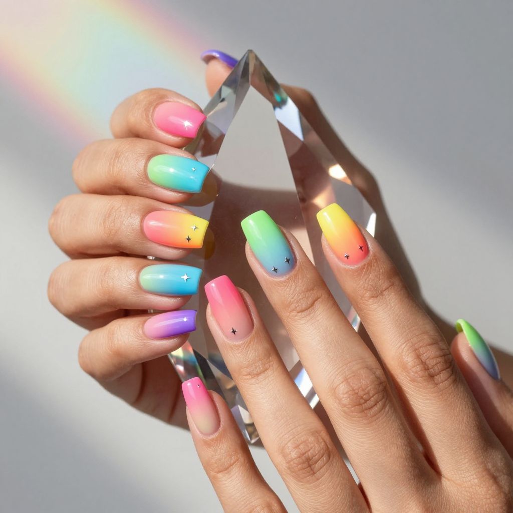 Rainbow Neon Gradient nails