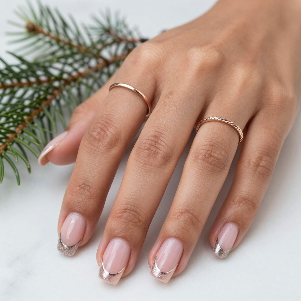 Glitter French With Sheer Pink Base