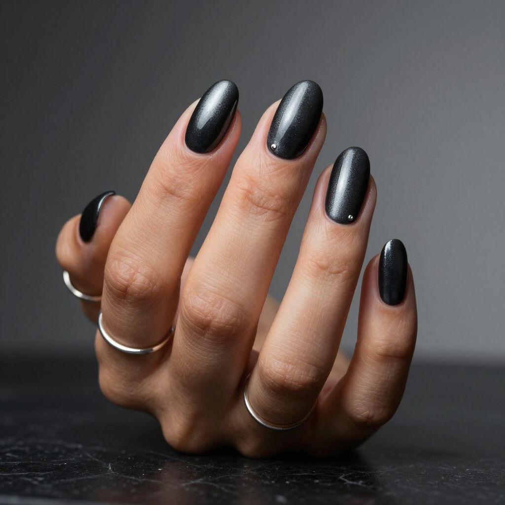 Black Velvet Cat Eye Nails
