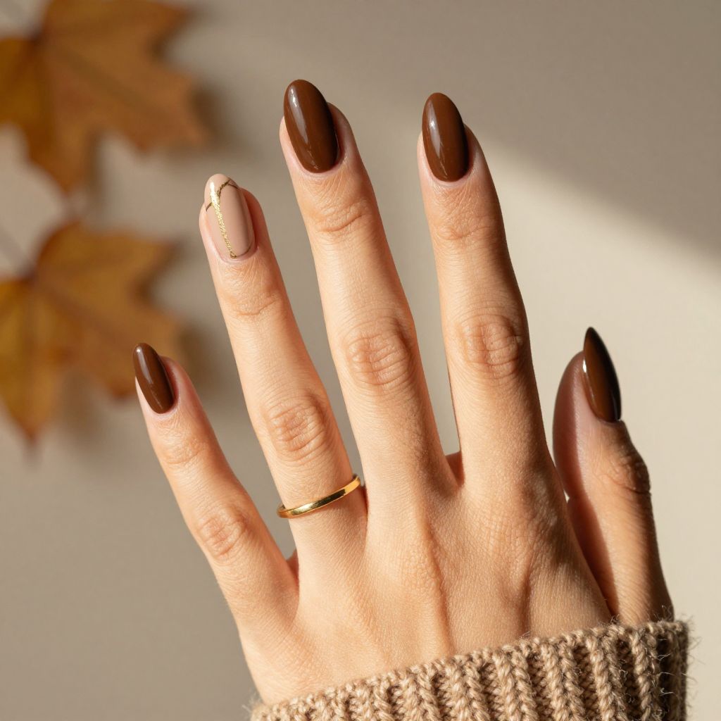Espresso Gloss Almond Nails