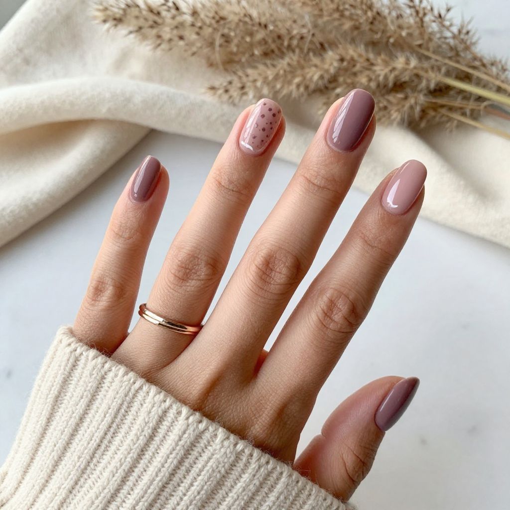 Soft Mauve Short Oval Nails
