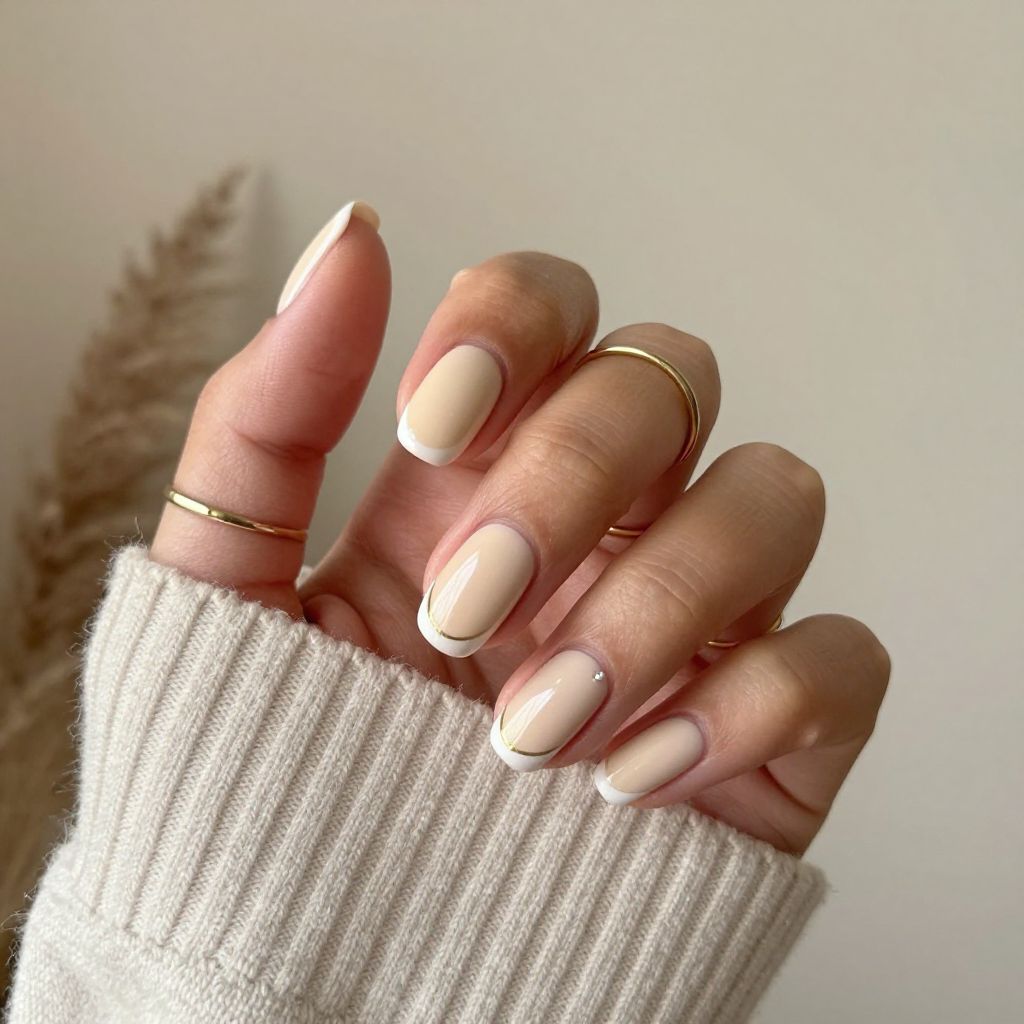 Peach Beige Squoval Nails