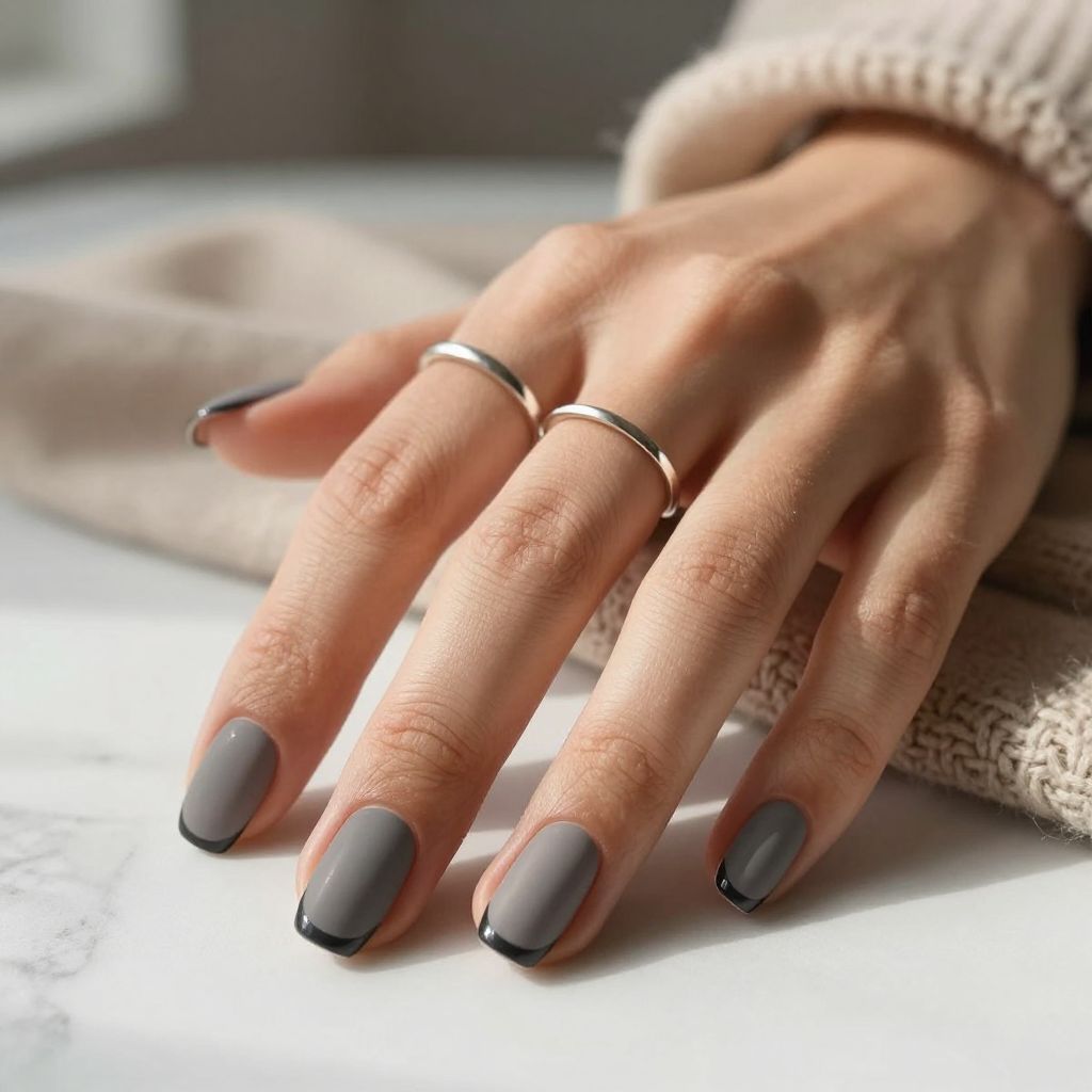 Charcoal Matte Square Nails