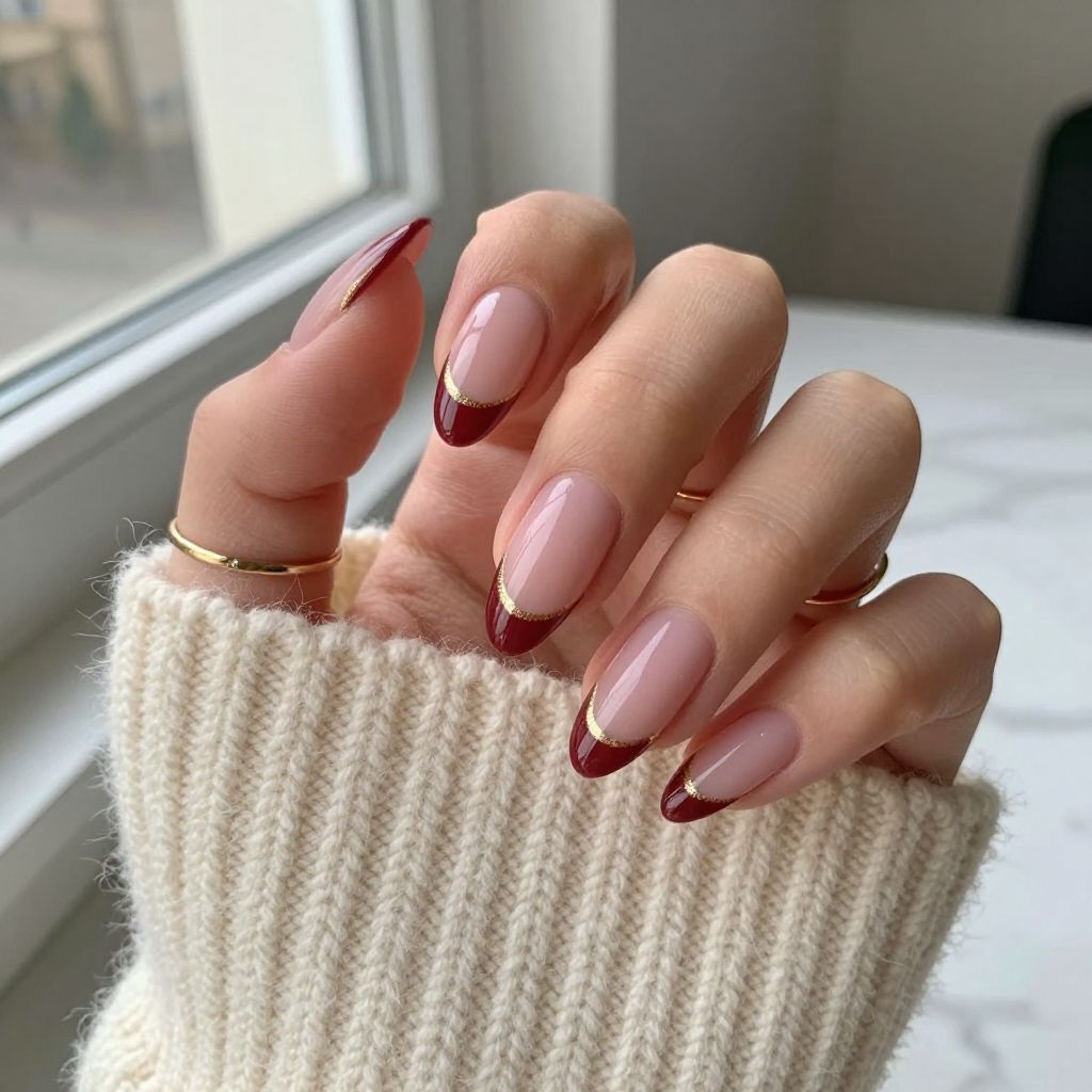 Warm Burgundy French Tips