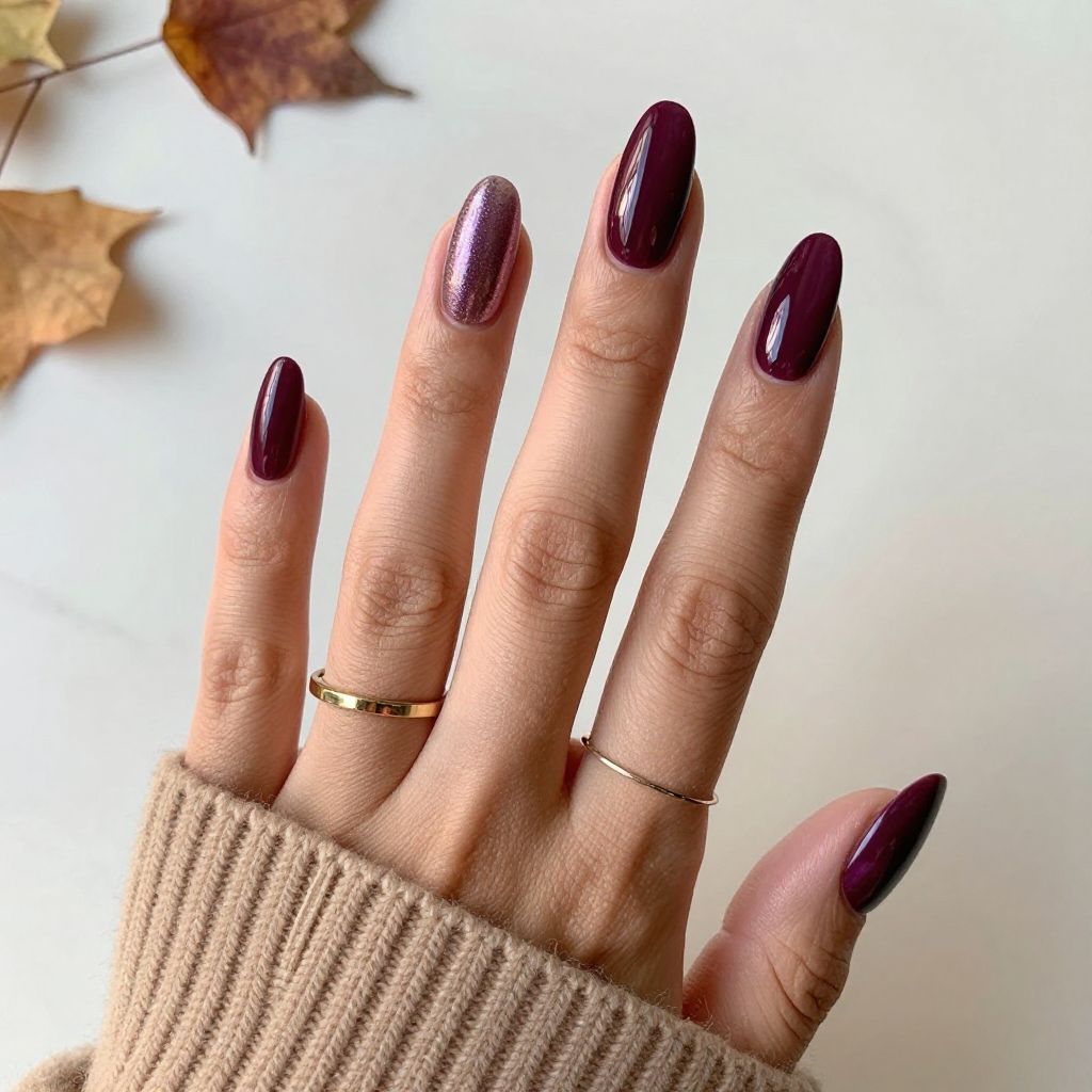 Deep Plum Coffin Nails
