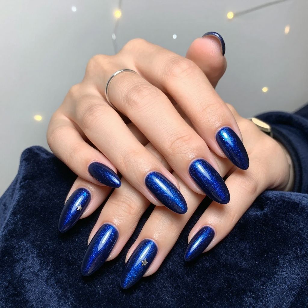 Velvet Navy Nights nails