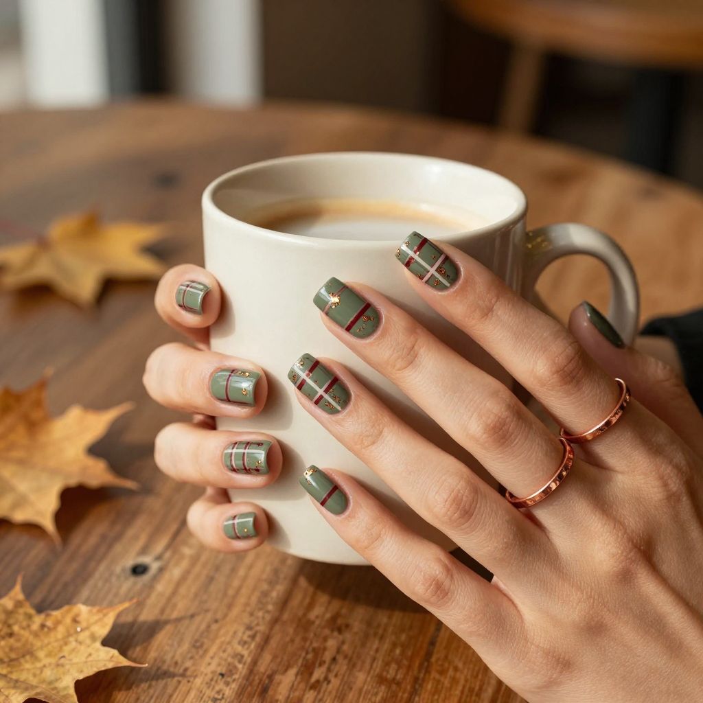 Rustic Plaid Party nails