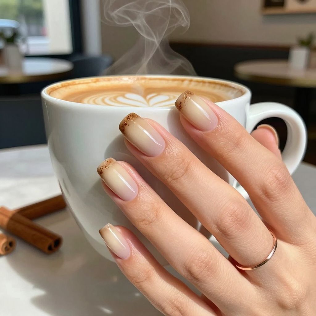 Chocolate Latte Dip nails
