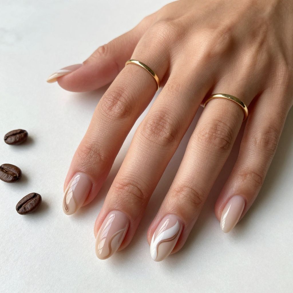 Pale Mocha Nude with Abstract Swirls