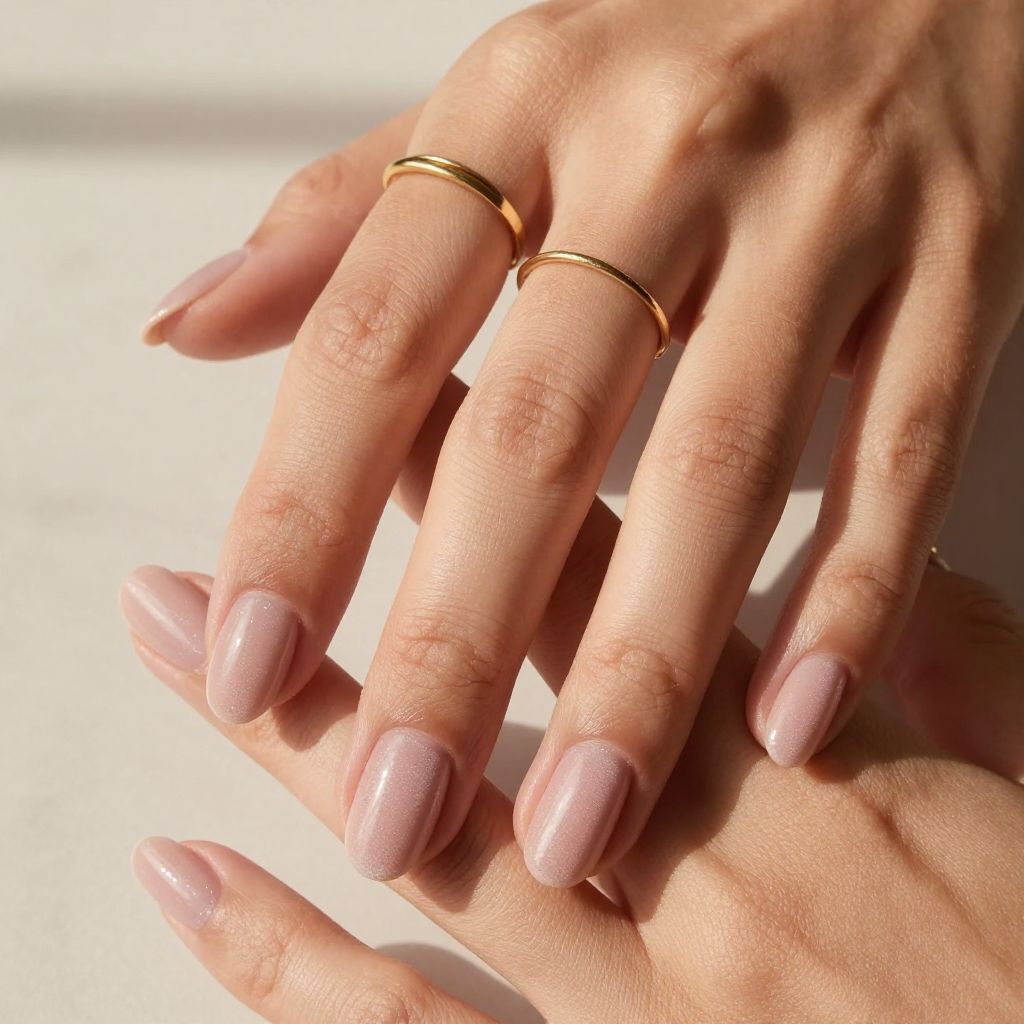 Rosy Nude Oval Nails with Velvet Finish