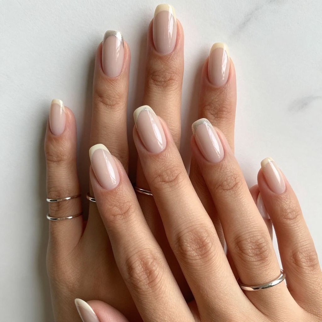 Milky Nude Coffin Nails with Glossy Finish